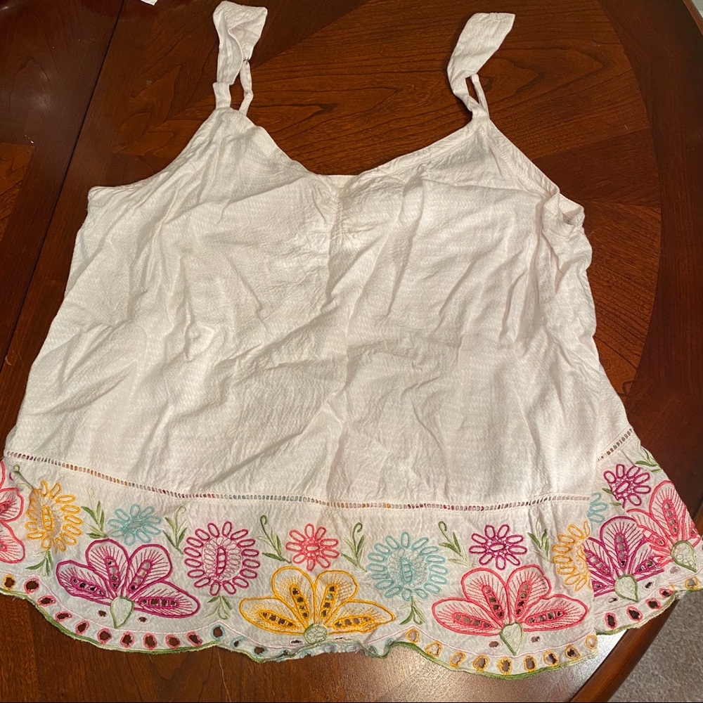 ANTHROPOLOGIE white floral tank top